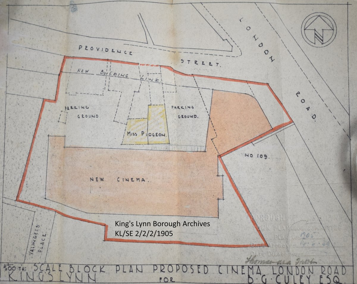 storiesoflynn's tweet photo. Plans for a new cinema on London Road/Providence Street in an Art Deco style were submitted in 1939. It was to partner the Pilot Street cinema as was ordered by B.G. Culey and designed by Keeble and Courtney. It was never built due to the outbreak of WWII @NorfolkRO https://t.co/R80w3QGiWJ