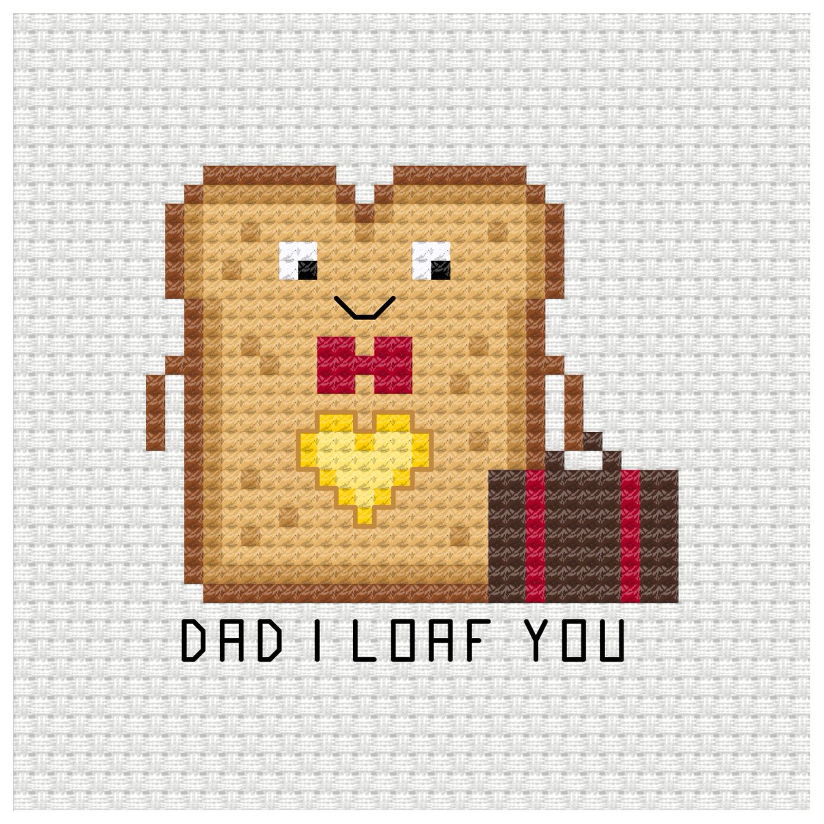 Hi patrons, this cute Father's day pun loaf op bread is this weeks pattern for you all. patreon.com/ringcat #crossstitchpattern #fathersdaygift #patreoncreator #foodpun
