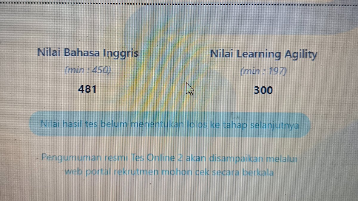 ardiansyahpost's tweet photo. Tes ulang TBI bumn hari ini nambah sedikit, lumayan aja Alhamdulillah
Tapi perasaan kok yg tes kali ini kaya di kejer waktu, soal masih ada yg blm kejawab waktu udah merah

#test #bahasainggris #bumn https://t.co/ihv8S8uzN1