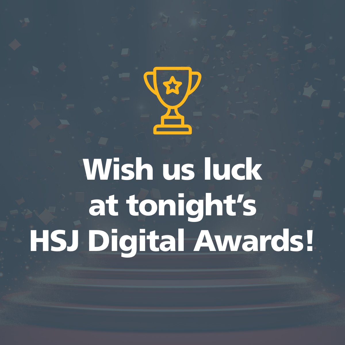 Wish us luck for tonight's #HSJDigitalAwards 🏆

We're up for the:
🏥 Improving Urgent and Emergency Care through Digital Award 
💊 Improving Medicines Management and Pharmacy through Digital Award 
🎓 Digital Literacy, Education and Upskilling Award