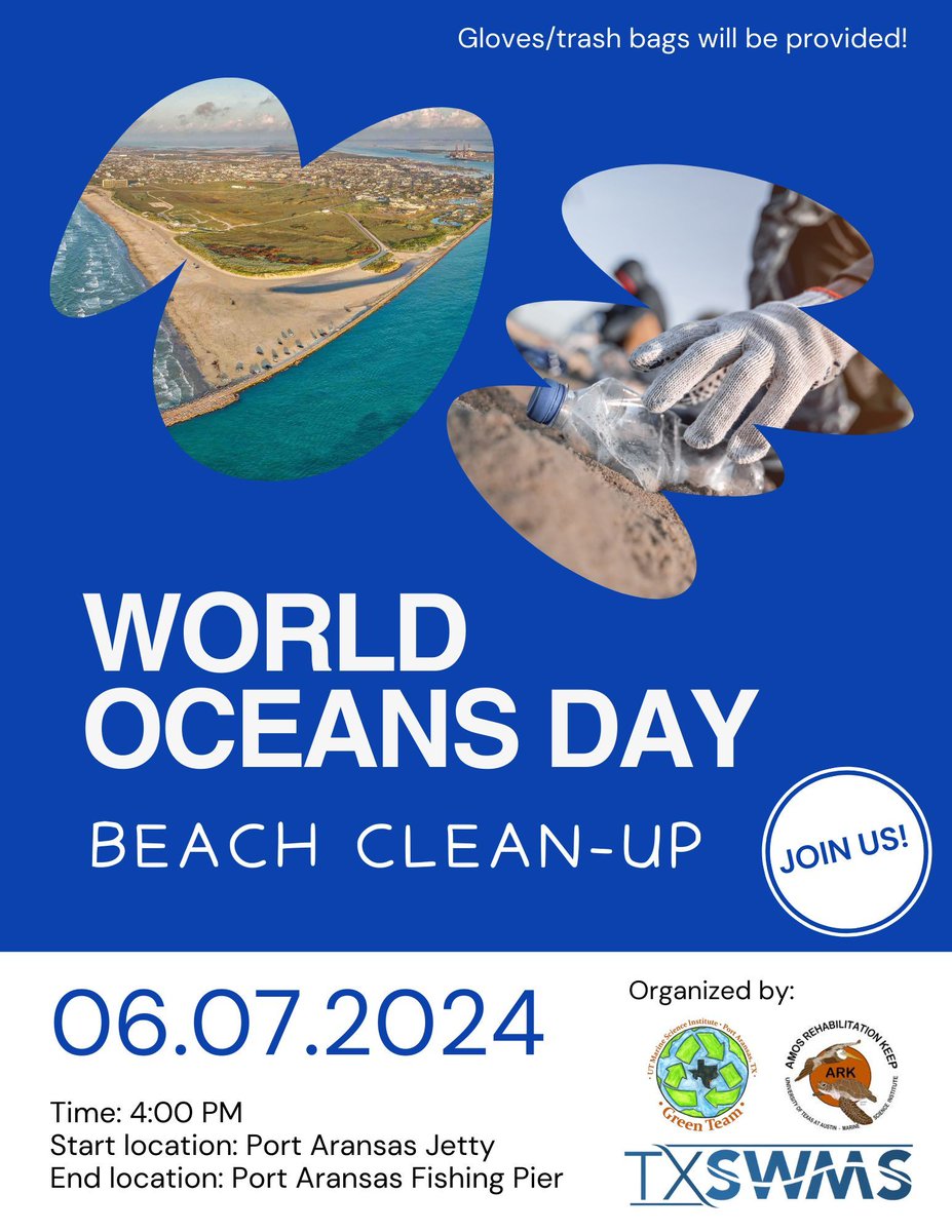 UTMSI's tweet image. #WorldOceansDay is this weekend. Do you want to help and keep our oceans clean? Join us for a beach clean up on Friday June 7th at 4pm (Start at South Jetty &amp;amp; end at Horace Caldwell Pier)