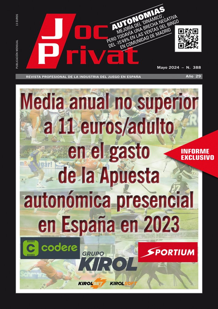 Revista Joc Privat 388 - Mayo 2024
🟥Informe exclusivo: Media anual no superior a 11 euros/adulto en el gasto de la Apuesta autonómica presencial en España en 2023.

bit.ly/4bLAUNT