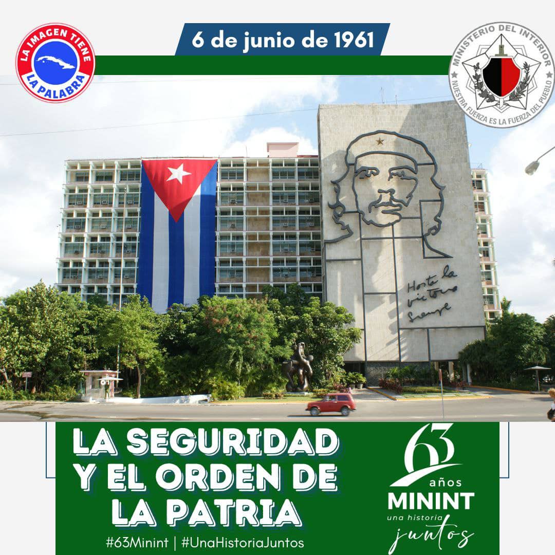 Llegue un fuerte abrazo a los jefes, oficiales y combatientes en el aniversario #63Minint, con la seguridad expresada por Raúl el 1ro de Enero de que junto al MINFAR y el Partido continuarán siendo el alma de la Revolución. ¡Felicidades!