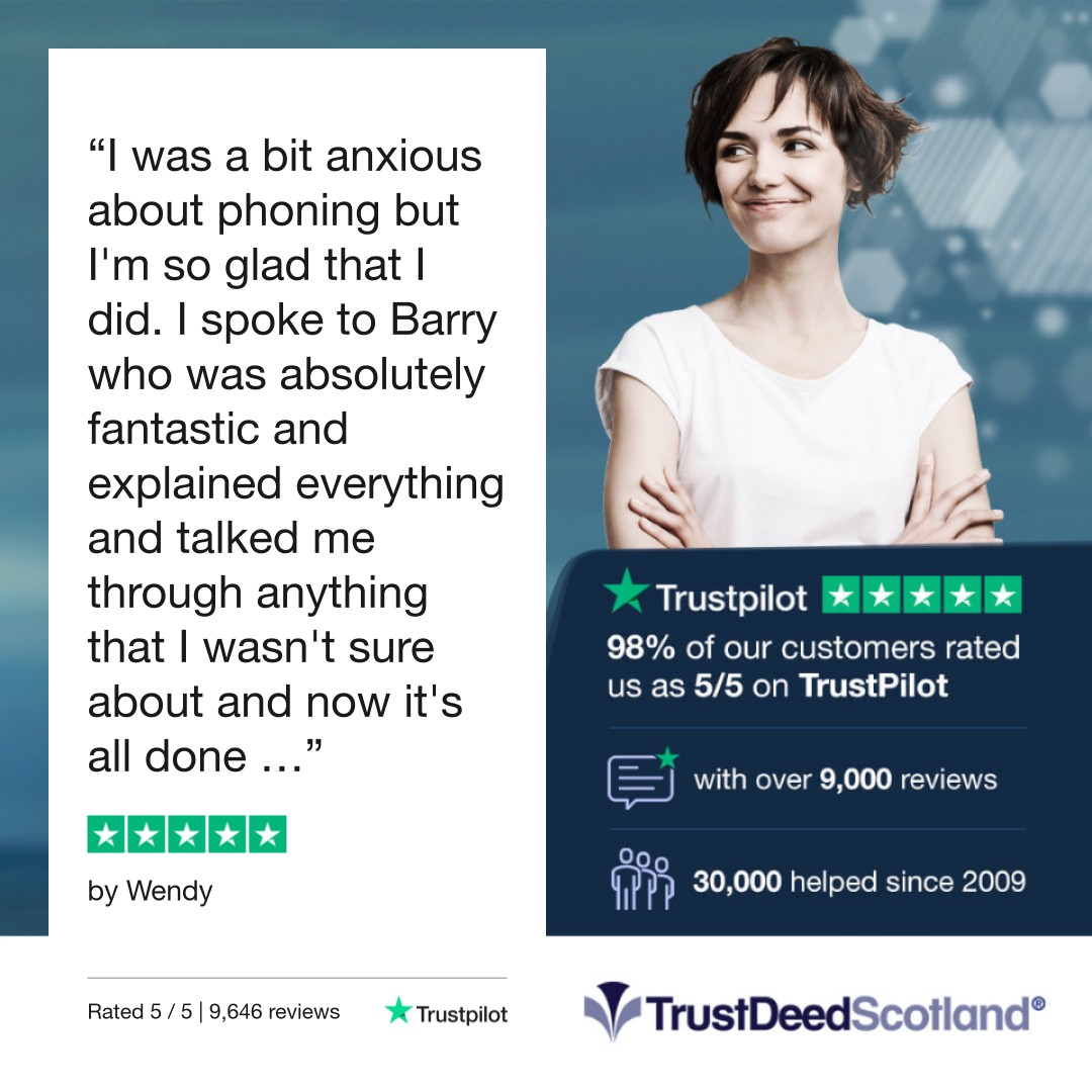 TrustDeedScotl's tweet photo. 🆕 Trust Deed Scotland® @Trustpilot review.
★★★★★ by Wendy.
Read more reviews:
➡️ https://t.co/ftpYfsB9cN
Get started:
➡️ https://t.co/qHLKkMXFmH
Download our debt solutions guide:
➡️ https://t.co/E7xnKfztLw
📞 0141 221 0999
#trustdeedscotland #lifeafterdebt