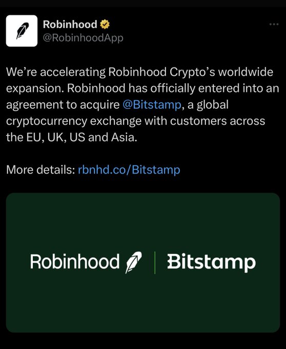RobinHood Just Acquired Bitstamp 🧐  Reminds Me Of A Certain Move Ripple Made A Little While Ago  Things