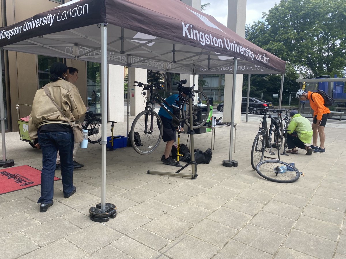 KUsustainable's tweet photo. Dr Bike is on campus today 11:00 - 15:00 @KingstonUni Town House, PR. Bring your bike for a FREE cycle check by our Dr Bike experts.

#sustainabletravel #sustainability #bike #DrBike https://t.co/kORXNYqJ76