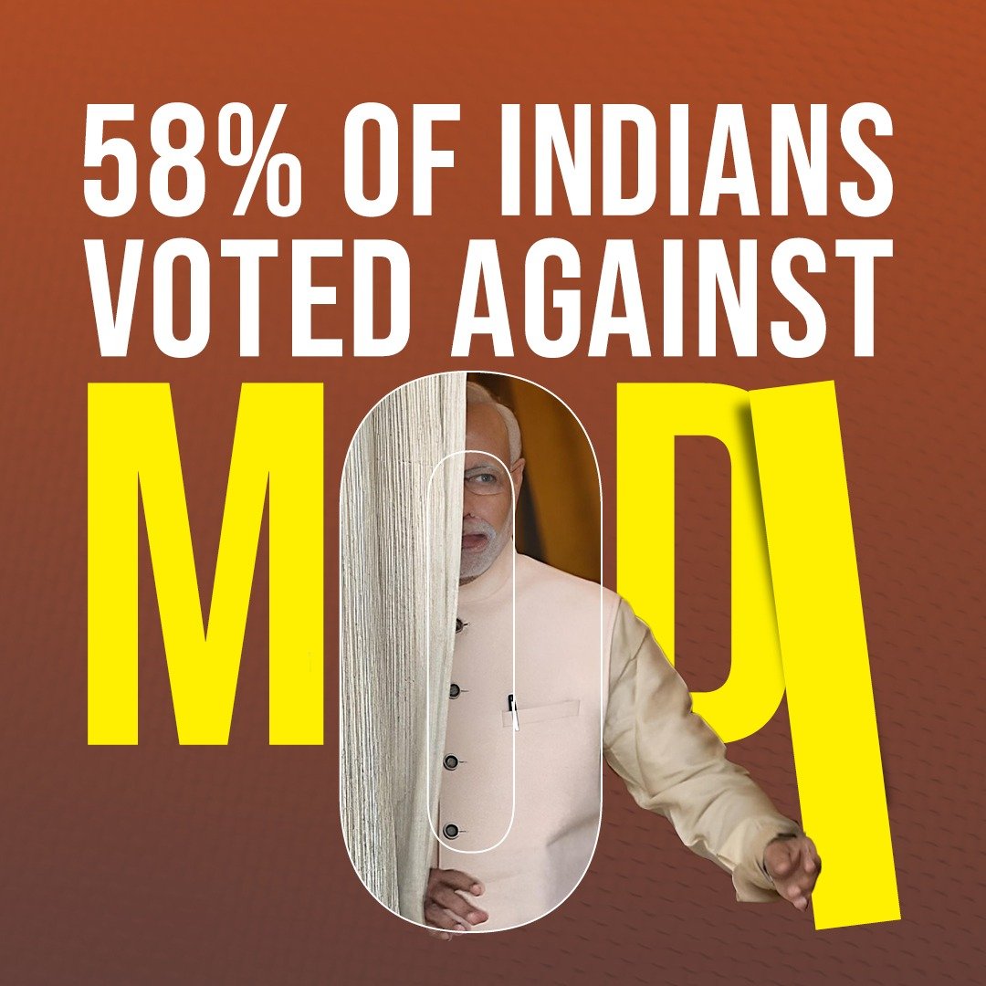 Isachin09's tweet photo. 58 % लोग मोदी के खिलाफ वोटिंग किए है।
#RahulGandhi #DhruvRathee #Congress #ElectionsResults #NarendarModi #India_जीत_रहा_है https://t.co/X0BBXQdFGh