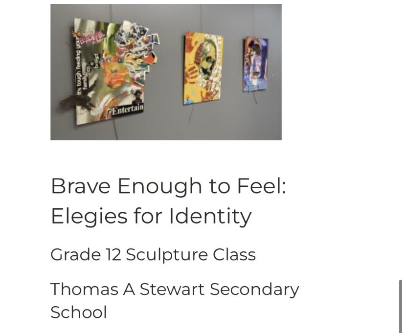 TASGriffins's tweet photo. Brave Enough to Feel: Elegies for Identity
Grade 12 Sculpture - First Friday Art Opening at the Peterborough Public Library 6:30-8pm Friday, June 7
345 Aylmer St. North
Exhibition continues until June 30
https://t.co/8qWGoUyXBf https://t.co/JaSQaSPDPh