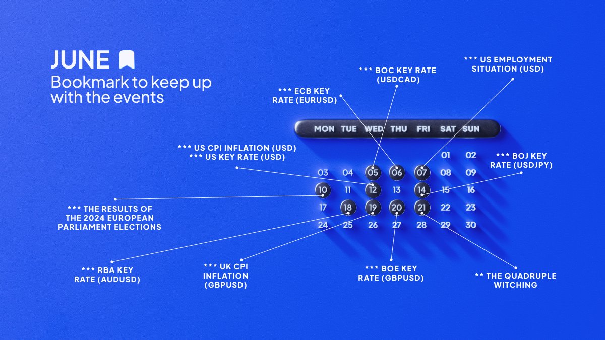 OctaWorldwide's tweet photo. Bookmark this to keep up with the latest financial events!
To help you plan your trading accordingly, we have prepared an economic calendar for this June to keep as a memo.
https://t.co/v4Humctau8
#Trading #TradingCalendar #MarketUpdate #Volatility https://t.co/oAurb5Qqba
