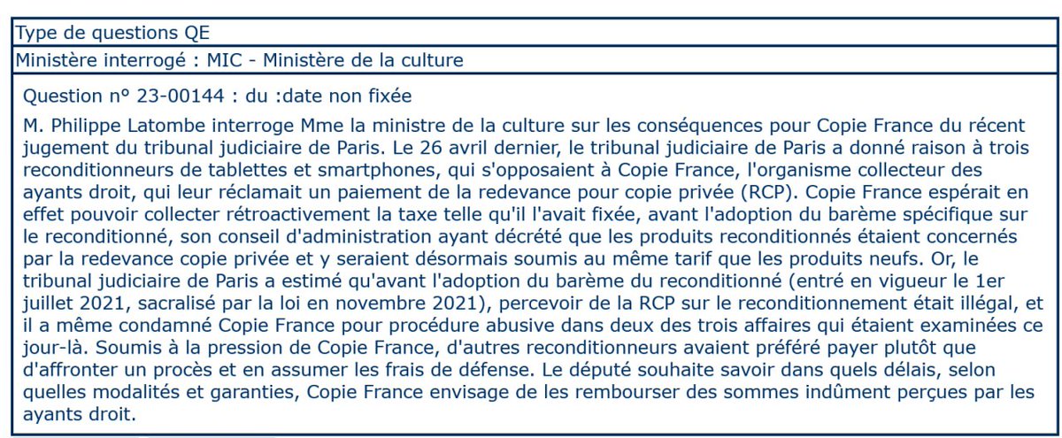 platombe's tweet photo. Petite salve de questions sur la #rcp notamment pour demander @MinistereCC de modérer les ardeurs de @copiefrance_fr de légiférer à la place du législateur et pour obtenir le remboursement de l'indu (décision TJ Paris).
@reesmarc @sacem @LaCopiePrivee @fandoetlis https://t.co/saDQZqbFER