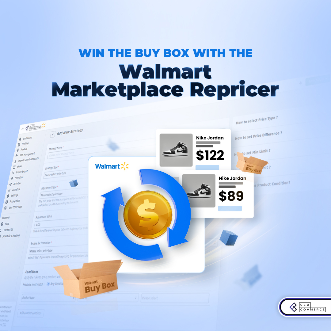 cedcommerce's tweet photo. Struggling to win the #walmartbuybox? Our new #Repricer automates pricing &amp; keeps you competitive!  
Read our blog: https://t.co/ozjxV4d0n0
To access the app, click here! https://t.co/BvAP0Py3lo
#walmartseller #sellonwalmart #buybox  @Walmart https://t.co/ZSAFTWF8MI