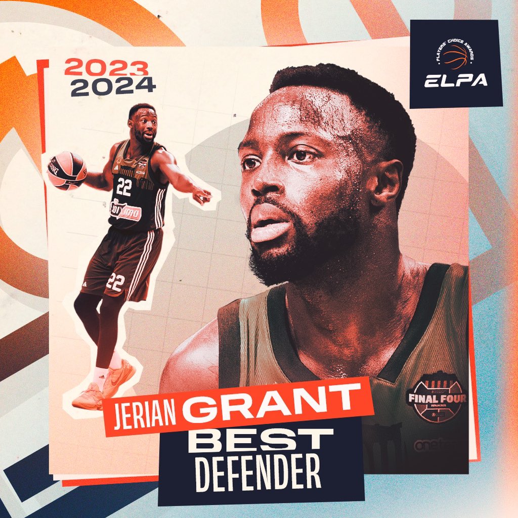 the_ELPA's tweet photo. 2024 ELPA Players’ Choice Award “BEST DEFENDER” goes to Jerian Grant @JerianGrant 🙌
 
🔎 Most dominant defensive player with the biggest impact on his team’s defensive play.
 
#ELPlayers #ELPA #PlayersChoiceAwards https://t.co/sJmGdAhA4M
