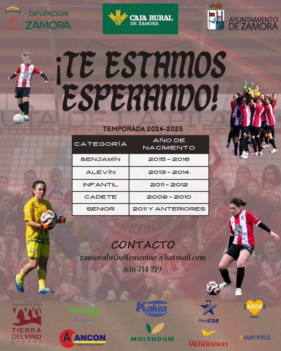 amigosdelduero_'s tweet photo. ¡TE ESTAMOS ESPERANDO!

Forma parte del equipo de tu ciudad y disfruta con nosotras de tu deporte favorito ⚽️ 

¡No lo dudes!

Y si estás interesado, rellena el formulario de preinscripción para la próxima temporada en el siguiente enlace: https://t.co/Ip7gJkyZqa

#VamosMiZamora https://t.co/CsCiJKvMIs