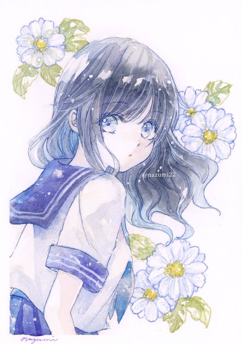 「long hair white flower」 illustration images(Latest)