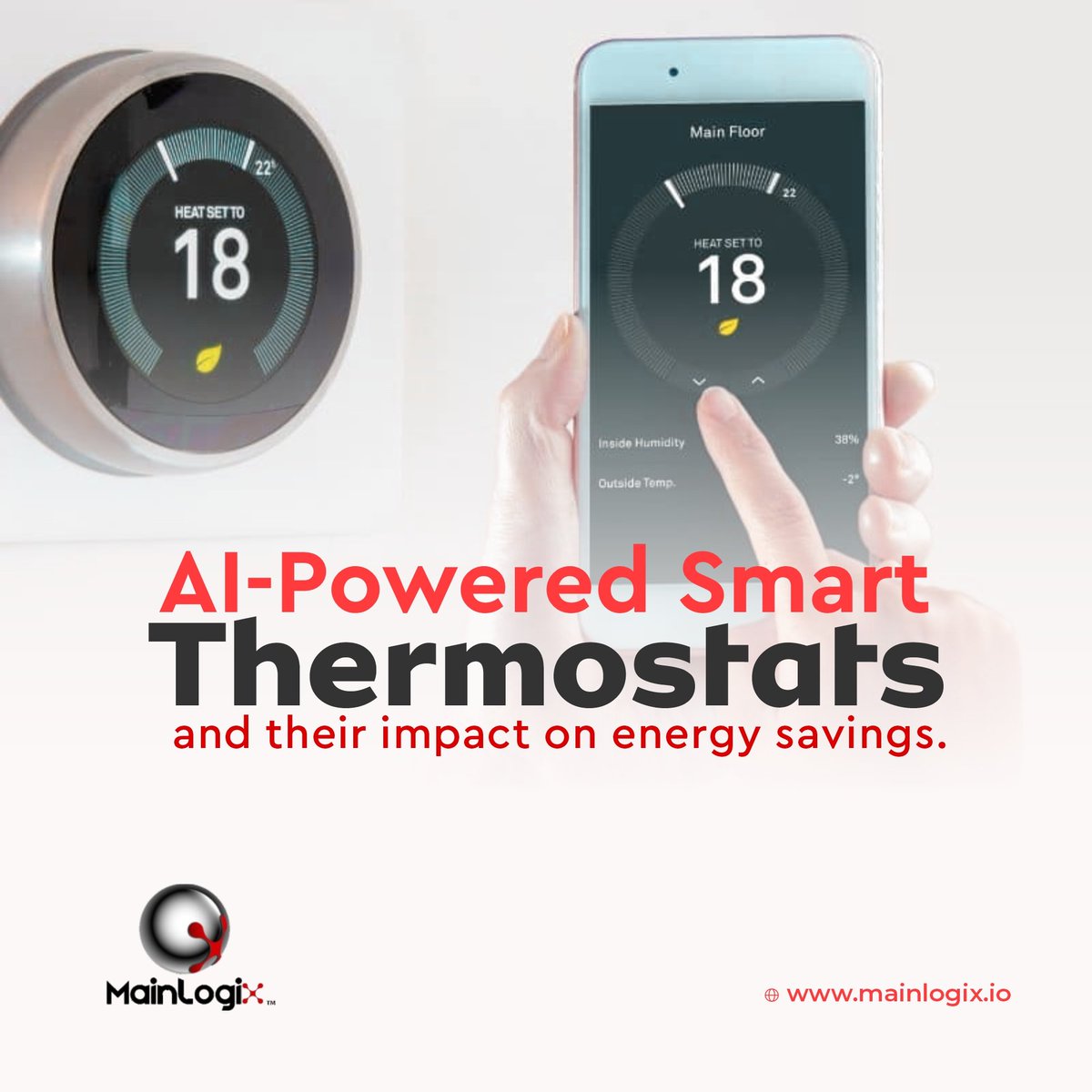 MainLogiXTech's tweet photo. Unlock unparalleled energy savings with AI-powered smart thermostats! 

These intelligent devices learn from your daily routines, make real-time adjustments, and provide valuable insights to optimize your home’s energy use. 

 #SmartHome  #Mainlogix https://t.co/5Ntr0v0v6s
