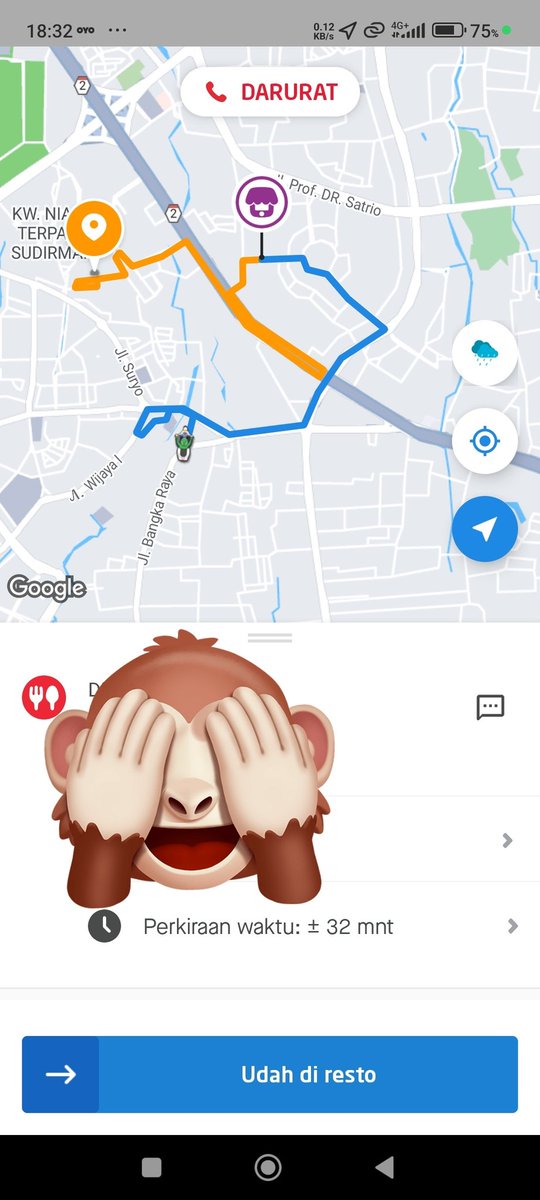 Oomaaa jek <a href="/gojekindonesia/">Gojek Indonesia</a> ini ga salah, driver di bangka raya dikasih orderan di setiabudi. Servernya lagi mabok yaa @ZoneVenomWar ,kalo ngasih orderan pickup jauh gini kasih patwalah minimal wkwkwkw.
Driver lu yg area setiabudi pada tidur ya jek