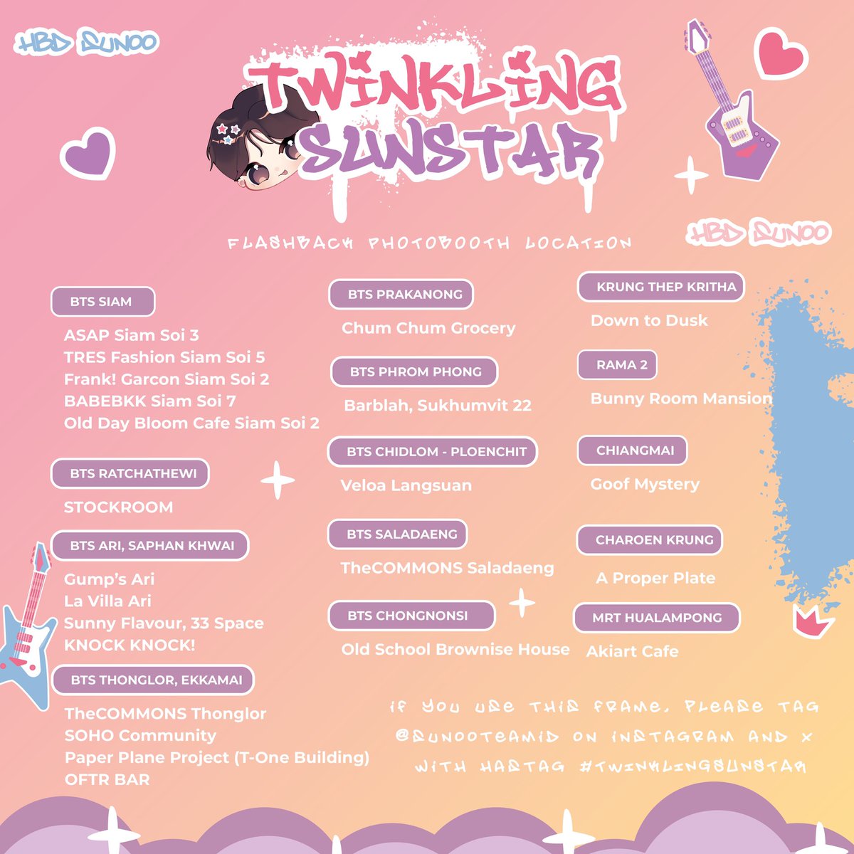 sunooprojectid's tweet photo. ✮2024 SUNOO BIRTHDAY PHOTO BOOTH EVENT IN THAILAND✮

❛❛ 𝐓𝐖𝐈𝐍𝐊𝐋𝐈𝐍𝐆 𝐒𝐔𝐍𝐒𝐓𝐀𝐑 ❜❜
Our miraculous little star★

🎠 : June 6th-30th, 2024
🎡 : @helloflashback booth's
🗝 : TWINKLINGSUN24

Frame by @sunoojelly 

Post your pic &amp; tag us with #TWINKLINGSUNSTAR #SUNOO https://t.co/TMhDKxlrZo