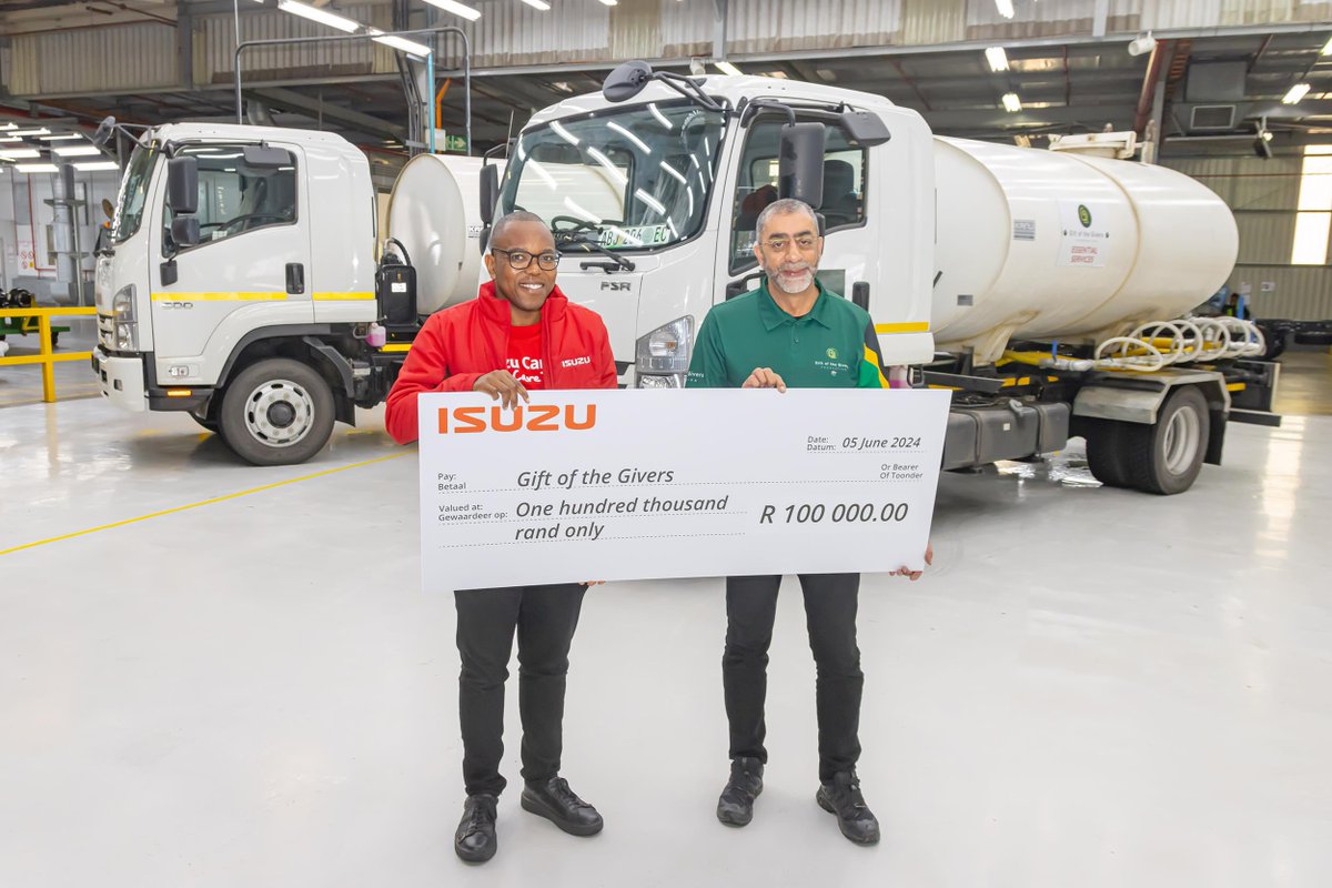ISUZU Motors South Africa enhances Gift of the Givers’ efforts to provide disaster relief  buff.ly/4bNXyp9

#ArriveAlive <a href="/isuzusa/">ISUZU South Africa</a> <a href="/dealerfloor/">Dealerfloor</a> <a href="/TruckAndFreight/">Truck And Freight</a>