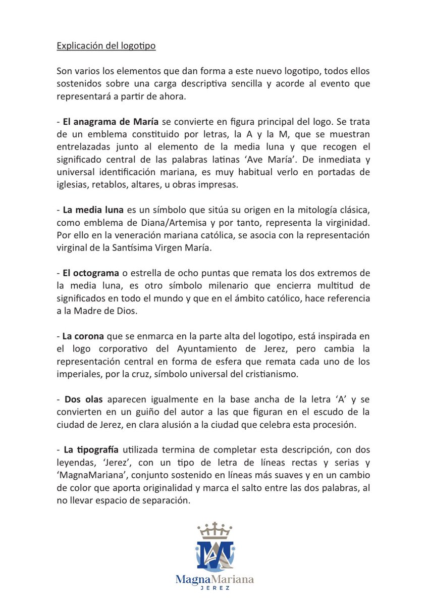 uhhjerez's tweet photo. La @uhhjerez presenta el logo de la Procesión Magna Mariana del próximo día 12 de octubre, obra del diseñador jerezano Juan Antonio del Castillo Muñoz. Su obra conjuga diversos símbolos marianos, con elementos alusivos a la identidad corporativa de la ciudad de Jerez. https://t.co/4AEGgfp1vU