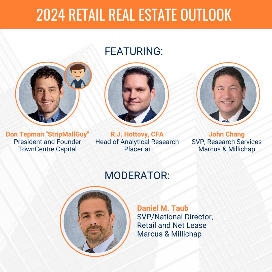 Join us on Thursday, June 13, 2024, at 11 AM Pacific / 2 PM Eastern for 'Retail Trends 2024,' an insightful panel discussion on the retail real estate investment market.

Gain valuable insights transforming the retail sector. Register now: ow.ly/Yv6s50Sb4Ep