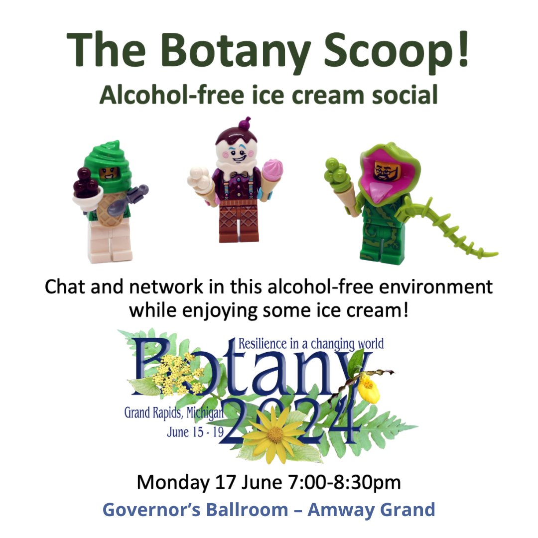 SEBotany's tweet photo. Join us Monday 17 June, 7:00-8:30pm for the Botany Scoop at #Botany2024! Chat and network in this alcohol-free environment while enjoying some ice cream!
#SEBmeeting https://t.co/Eh74e9BdZK
