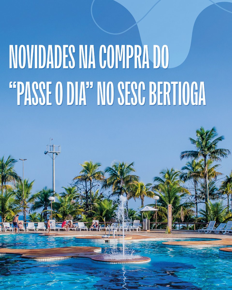 A partir de 13/6, a venda do "Passe o dia" para o Sesc Bertioga será pelo app Credencial Sesc SP ou pela Central de Relacionamento online.

Os ingressos estarão disponíveis sempre na segunda quinta-feira do mês anterior ao da visita, a partir das 17h30.