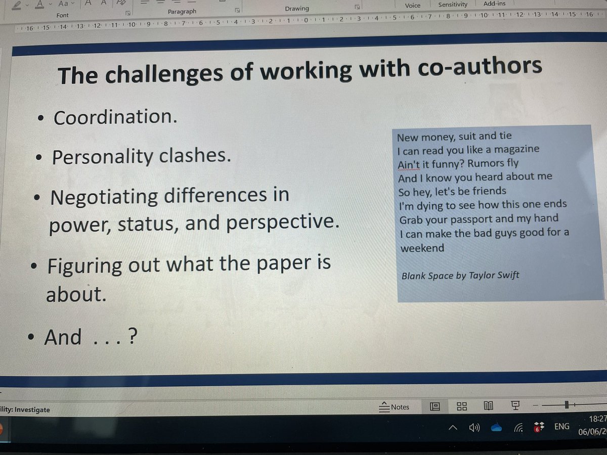I just finished preparing our presentation for #IABS2024 for the doctoral consortium. Hope my co-presenter <a href="/hjvb3/">Harry Van Buren</a> approves of the chosen quotes on the slides. See you in Annapolis 
<a href="/IABSnews/">IABS Newsletter</a> <a href="/AOM_SIM/">SIM Division, AOM</a> #swiftie <a href="/taylorswift13/">Taylor Swift</a>