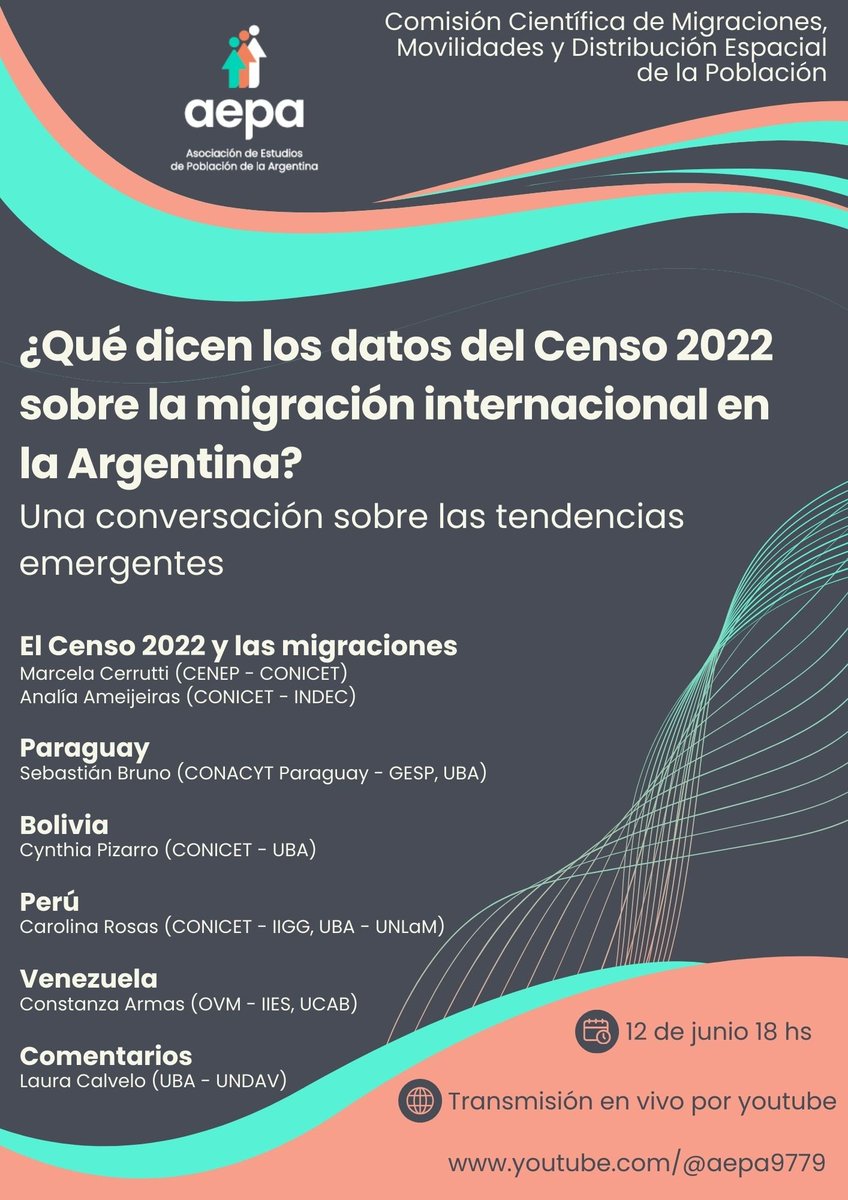 red_AEPA's tweet photo. ¿Qué dicen los recientes datos del #Censo 2022 sobre la migración internacional en la Argentina?
🗓️Miércoles 12/06, 18 hs ARG
📺Modalidad virtual: transmisión en vivo por YouTube https://t.co/fFbTtFxhnw
ℹ️Consultas: cc.migraciones@redaepa.org.ar https://t.co/hn62tXeENo