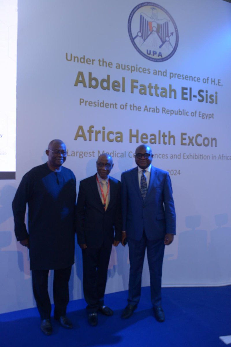Dr. Spio Garbrah, Chairman Africa Education Trust Fund, Mr. Wendell Addy former Chair <a href="/APSS_original/">Africa Private Sector Summit (APSS)</a> and <a href="/MoghaluKingsley/">Kingsley Moghalu OON</a> Chairman <a href="/APSS_original/">Africa Private Sector Summit (APSS)</a> Advisory and Executive Board.  At Africa Health Excon in Cairo Egypt.