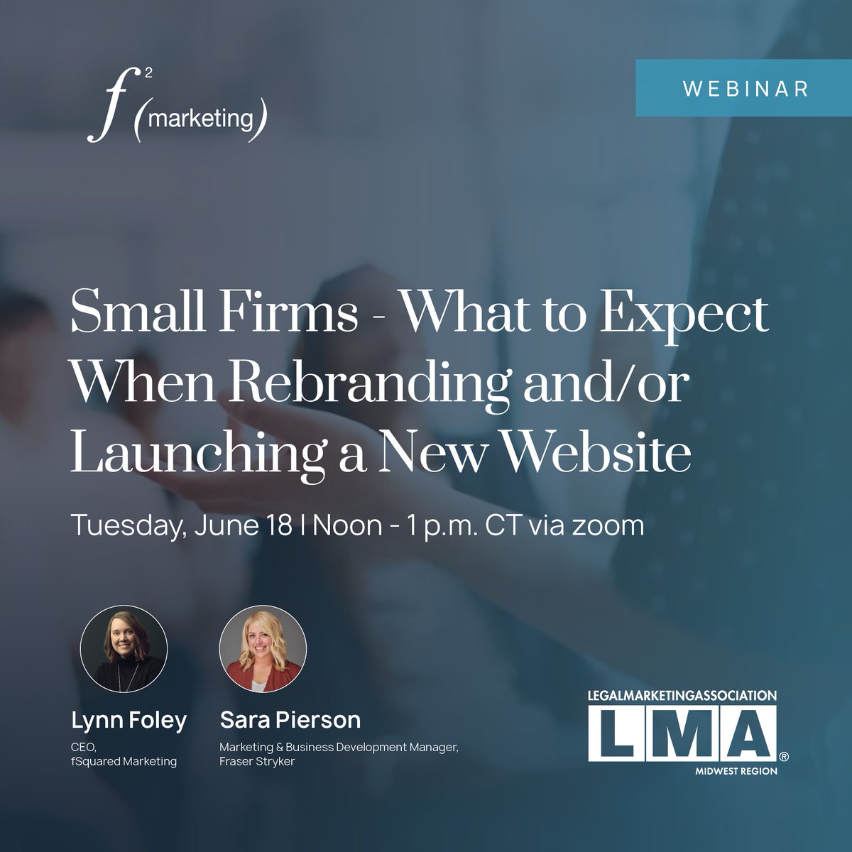 Learn about the who, what, when and why of small firm rebranding and new website launches! Join our CEO, Lynn Foley, and Sara Pierson at <a href="/FraserStryker/">Fraser Stryker PC LLO</a>  – free for <a href="/LMAintl/">LMA International</a> members.

Register now:  legalmarketing.org/Event-Details/…

#LegalMarketing #LMAmkt <a href="/LMAMidwest/">LMA Midwest Region</a>