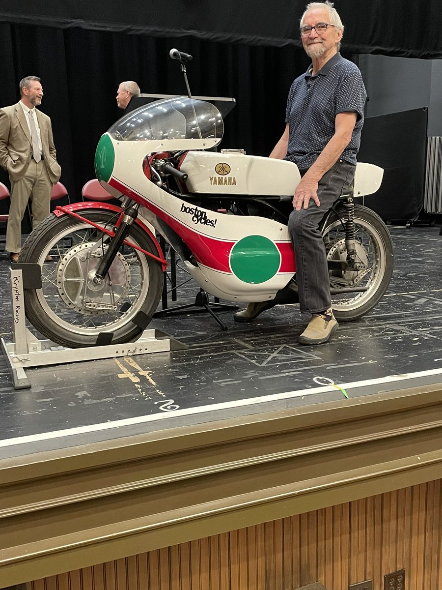 RaceUSCRA's tweet photo. 2024 FIM North America Vintage Road Racing Championships Grand Marshal, Frank Camillieri with NH Governor Sununu at today’s 101st Annual Laconia Bike Week Media Day.

HUGE thank you to Tom Crompton. He’s been responsible for our presence at media day for the past several years. https://t.co/p0w1Cnwho8