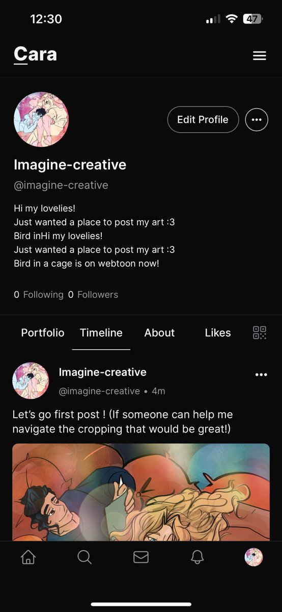 Imagin3creativ3's tweet photo. Hey my lovelies! I made a Cara! Please go follow me on there :3 instagram is allowing AI to scrap art. How gross. #caraapp #birdinacage #vintagelove #artistagainstAI https://t.co/CB97sxuf8h