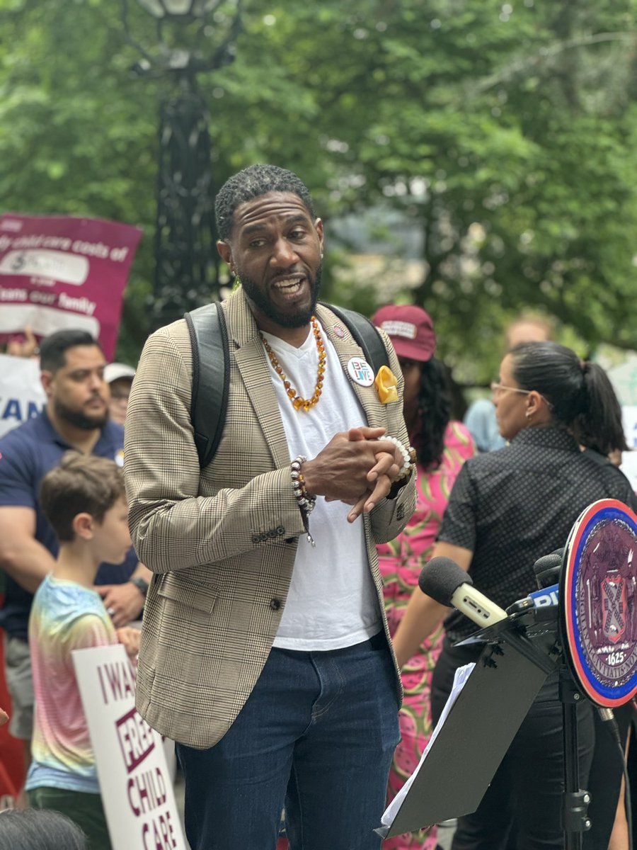 NY4ChildCare's tweet photo. Parents and kids  rallied today with our local elected leaders and allies. Thank you all for coming out and helping us deliver 6k petition signatures! 

@NYCMayor, you can't ignore all these families.  Stop the cuts! Expand 3k and Prek! https://t.co/mRIyfzjA0c
