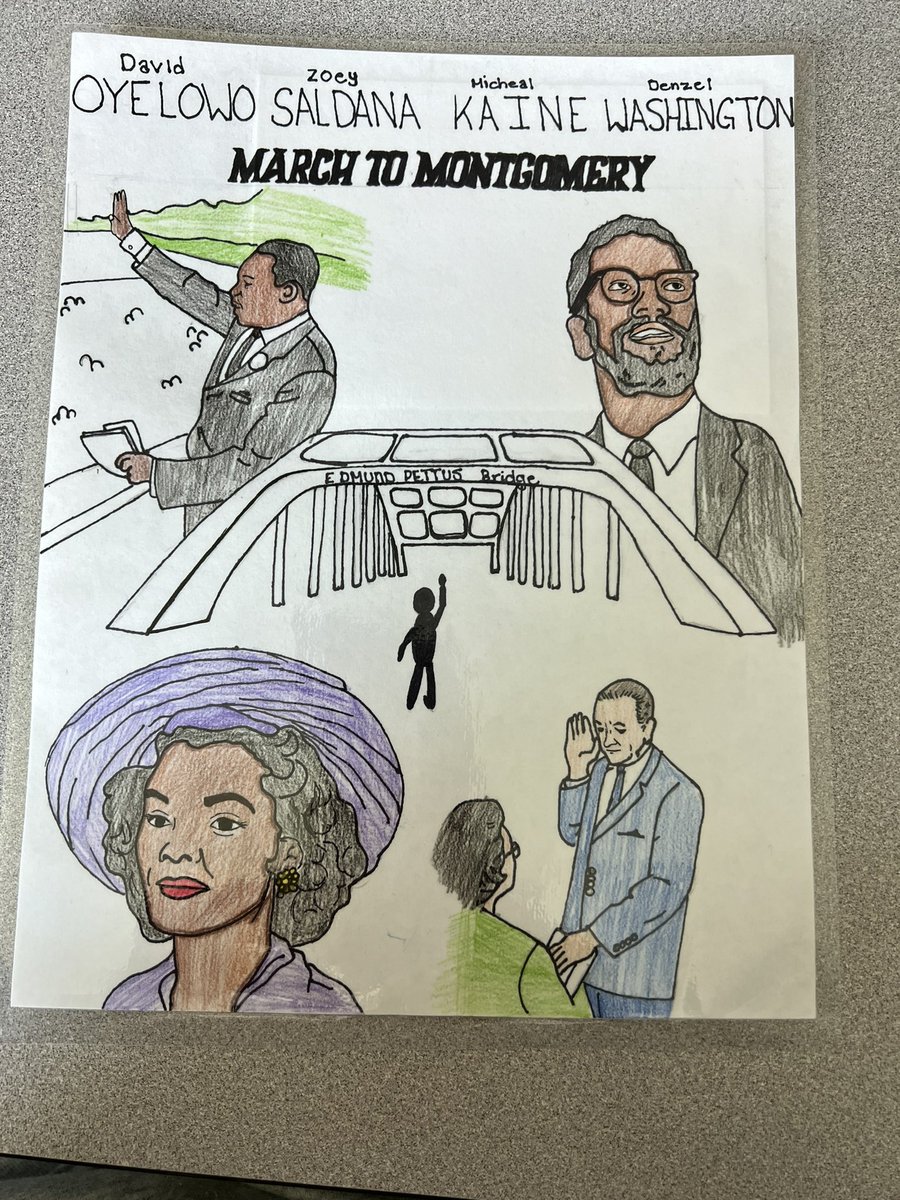 CameronOM2's tweet photo. Ss picked an event from our last unit that they wanted to research more &amp; created a movie poster for it! They highlighted historical figures (&amp;who they’d cast in their movie) &amp; wrote a trailer to summarize the event. Hands down one of the best projects🎬☺️ #pbl #historyisfun https://t.co/LW60cPM3pf
