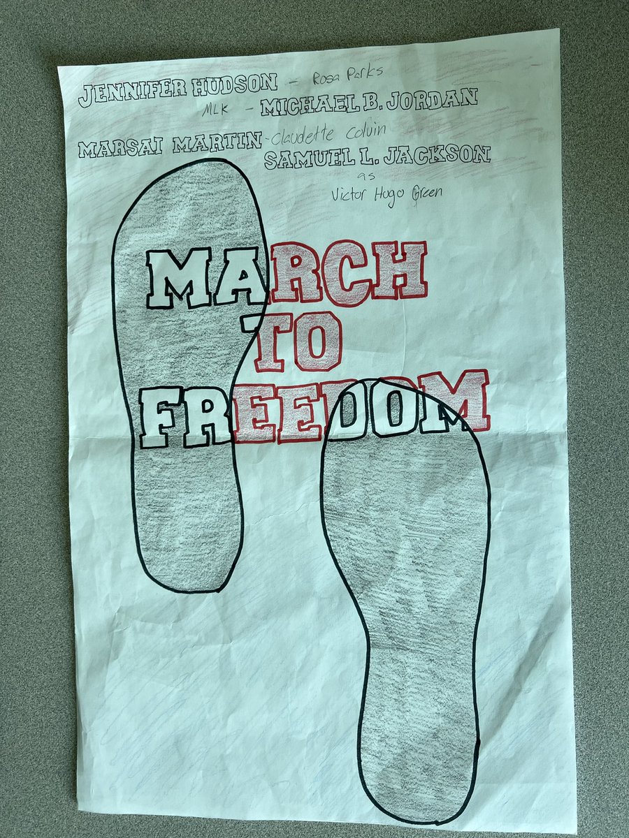 CameronOM2's tweet photo. Ss picked an event from our last unit that they wanted to research more &amp; created a movie poster for it! They highlighted historical figures (&amp;who they’d cast in their movie) &amp; wrote a trailer to summarize the event. Hands down one of the best projects🎬☺️ #pbl #historyisfun https://t.co/LW60cPM3pf