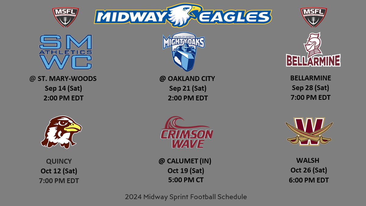 2024 Sprint Football Schedule