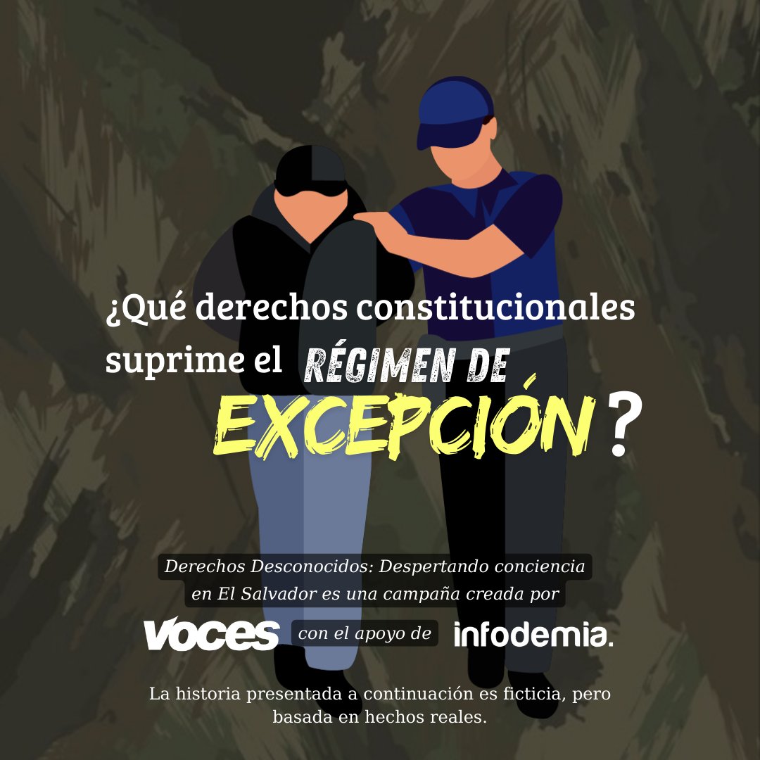 FComunicandonos's tweet photo. #DerechosDesconocidosES l El régimen de excepción suspendió el derecho a tener una defensa, dejando muchas veces a la persona acusada sin abogado/abogada de preferencia para representarle en su proceso. En consecuencia, no se garantiza una defensa digna. https://t.co/rSCxacE0S4