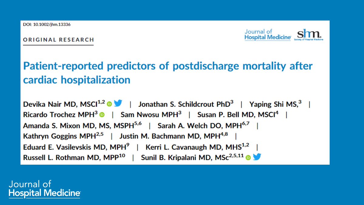 🔑 Key patient-reported measures independently predict post-hospitalization mortality in adults with cardiovascular conditions. ⚰️ ❤️
🔗: …mpublications.onlinelibrary.wiley.com/doi/10.1002/jh…
✍️: <a href="/devimol/">devika nair md msci</a>, @kripalani_sunil, @vumcimplement, @vumckidney, <a href="/nih_nhlbi/">NIH NHLBI</a>