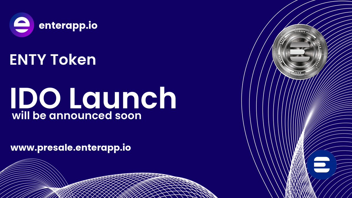 🔊ENTY Token will go by IDO Launchpad SOON!🥁
We will annouce it ASAP!📜
Go &amp; check our presale site presale.enterapp.io
#PolygonSpace #CryptoCommunity5 #web3earning #Launchpad #presale