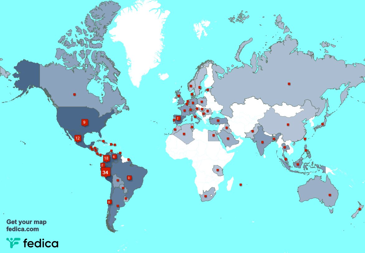 Mis seguidores viven en Perú(34%),Colombia(18%),México(12%) y más fedica.com/!allanj08