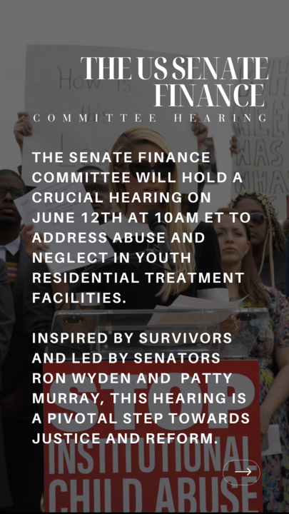 1111MediaImpact's tweet photo. 📢The Senate Finance Committee is holding a hearing on June 12th at 10am ET to address abuse and neglect in youth residential treatment facilities. Want to Join Us in D.C or Make Your Voice Heard in the Halls of Congress? Visit https://t.co/upp3qsmo75 #TrappedInTreatment https://t.co/c5NPwsmAof