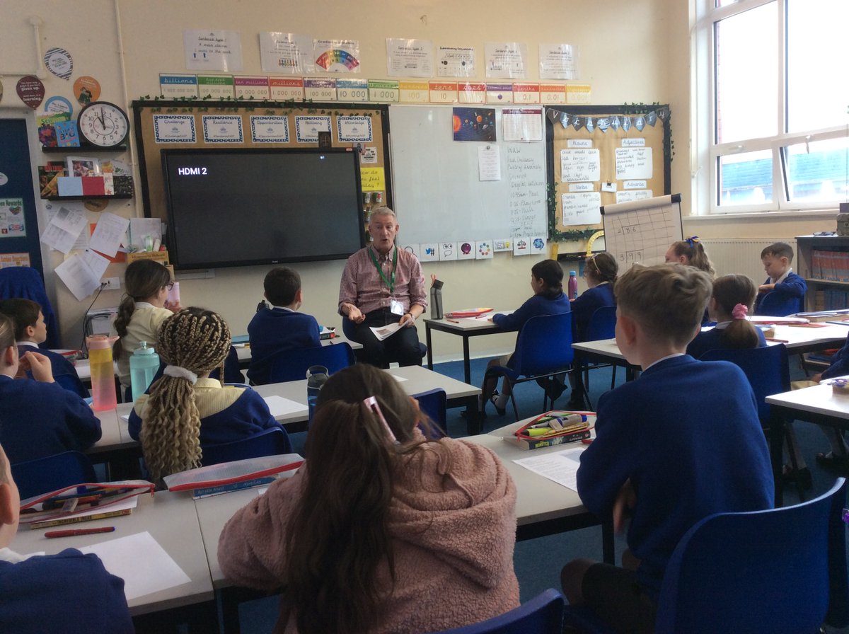 MrsForbesQP's tweet photo. Our Year 5 children loved working with @DPoetryBuzz  Paul helped us to compose and perform our own poems and some of us are going to perform them at the Saints ground at the Poetry Festival. 
@QueensCoEURC @MissHughesQP https://t.co/s1HRXV3MUs