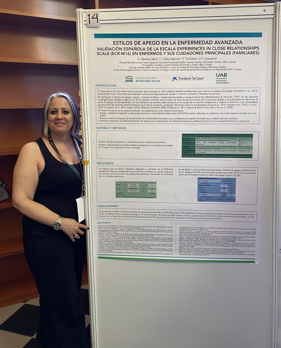 kruzsjulve's tweet photo. @secpal_ @LoriThompsonPhd @LlanaHelena @carmeexposito @PsicooncologiaS @PScbcp @SCBCPal @CopMadrid @dmateort @iramo_psico @Ped_Pal @psicopedpal @sergipedpal @Xgba @JTlimonero @silviavielsirit @SilvinaDulitzky @lorena76et @LoretoFdezG @sepo_esp @TaniaEstape @csapg_ @gary_rodin @CatEaps Y finalizo hoy, compartiendo el poster presentado en el X #Congresosepo #sepo2024 @sepo_esp en Barcelona @FacPsicoUB “estilos de apego en la enfermedad avanzada” @JTlimonero @silviavielsirit @csapg_ @CatEaps @PScbcp @Xgba https://t.co/8XpBQDyv56