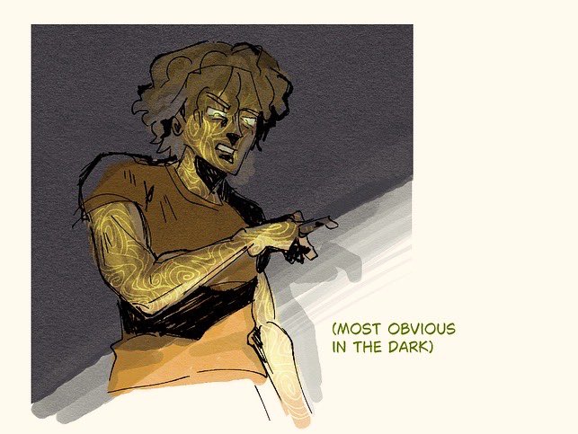 percexe's tweet photo. some notes on how i visually show the curse of achilles :-) #percyjackson https://t.co/AFo3oeTtsm