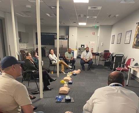 DEN Leaders and Frontline attend a CPR/AED session. DEN continues to provide sessions for this invaluable skill - this week's tie in with National CPR &amp; AED Awareness Week and National Safety Month. <a href="/AOSafetyUAL/">AO Safety UAL</a> <a href="/mcgrath_jonna/">Jonna McGrath</a> <a href="/kennyjets67/">Kenny Jets</a>