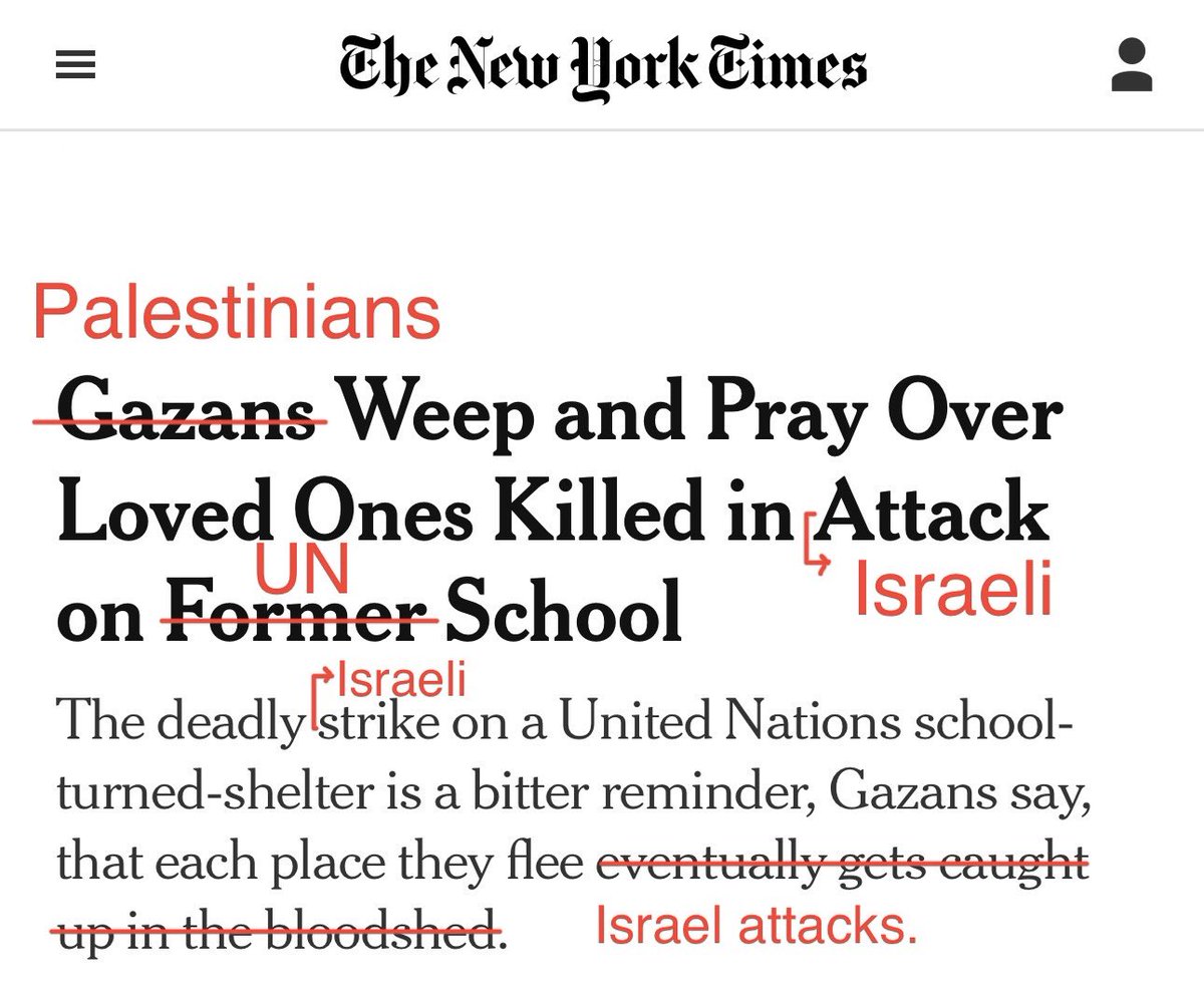AssalRad's tweet image. A former school? NYT covers Israel killing civilians sheltering in a UN school without mentioning the word “Israel.”