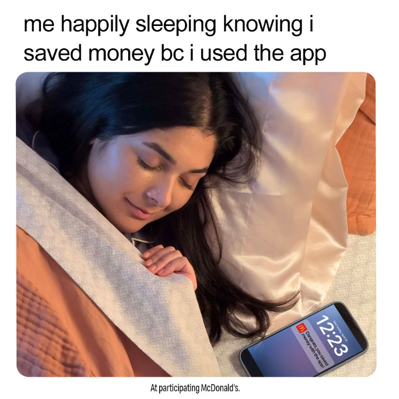 McDonalds's tweet photo. best zzz's of my life