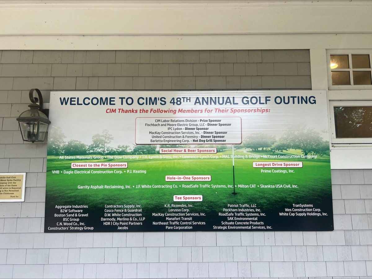 CIMass's tweet photo. This week, we had our 48th Annual Golf Outing at Pinehills Golf Club in Plymouth. Thank you to all who participated and enjoyed the beautiful day with us. Special thanks to all of our generous sponsors for making our tournament a success! #constructionindustryleaders https://t.co/WK4oSFr4H5