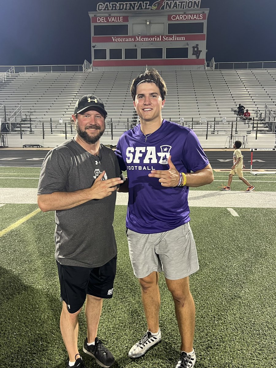 I had an amazing time at the <a href="/SFA_Football/">Lumberjack Football</a> camp Tuesday night! Thank y’all for having me out! #AxeEm <a href="/CoachCarthel/">Colby Carthel</a> <a href="/CoachJMay/">Jared May</a> <a href="/ChrisRossSFA/">Chris Ross</a> <a href="/CoachCamMckeon/">Coach McKeon</a>