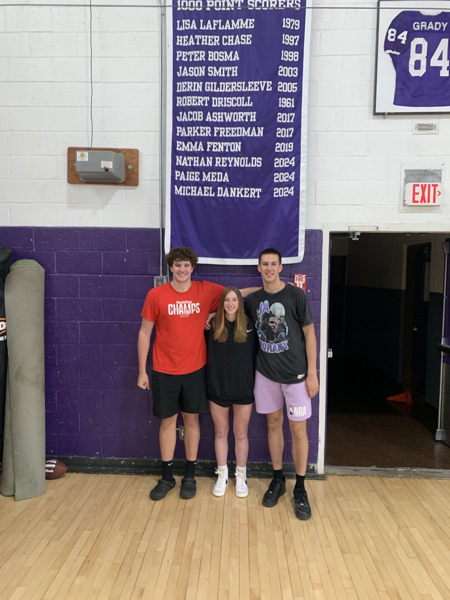 The newest members of the 1000 pt club!! Nate, Paige and Mikey!! #purplepride